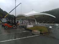 大型テント,重機,組立て